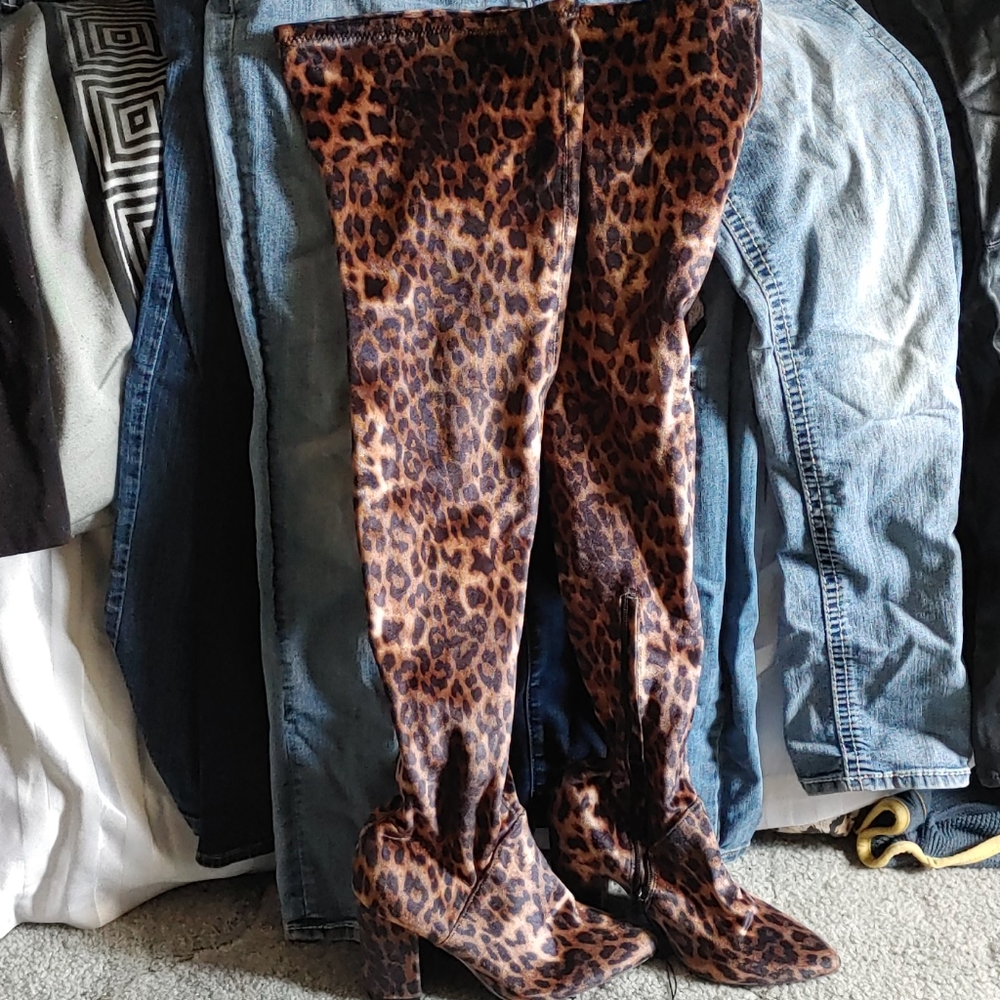New women's boots stylish cheetah high heel